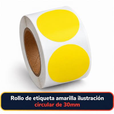 Rollo de etiqueta Ilustración Circular Amarillo 30 Diametro (B40 ROLLO x 1000)